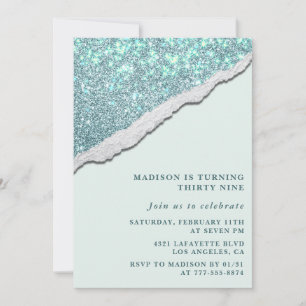 Convites de aniversário Elegant Glitter 39º aniver