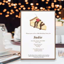 Convites de Aniversário Elegantes de Cheesecake em