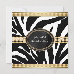 Convites de Aniversário Elegantes de Zebra