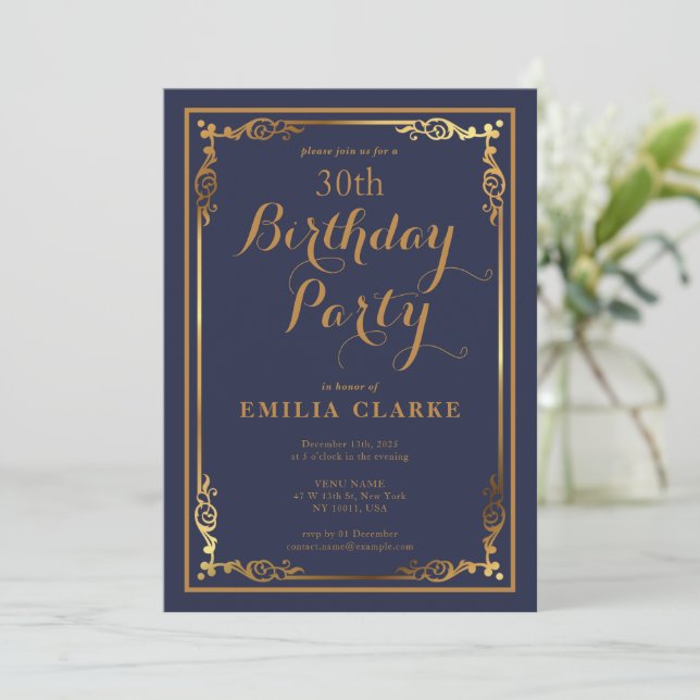 Convites de Aniversário Elegantes e Modernos para  (Em pé/Frente)
