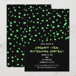Convites de Aniversário Estrelas Verdes Brilhantes