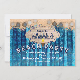 Convites de Aniversário Festa na Praia Ondas Azuis
