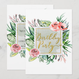 Convites de Aniversário Florais Modernos e Elegant