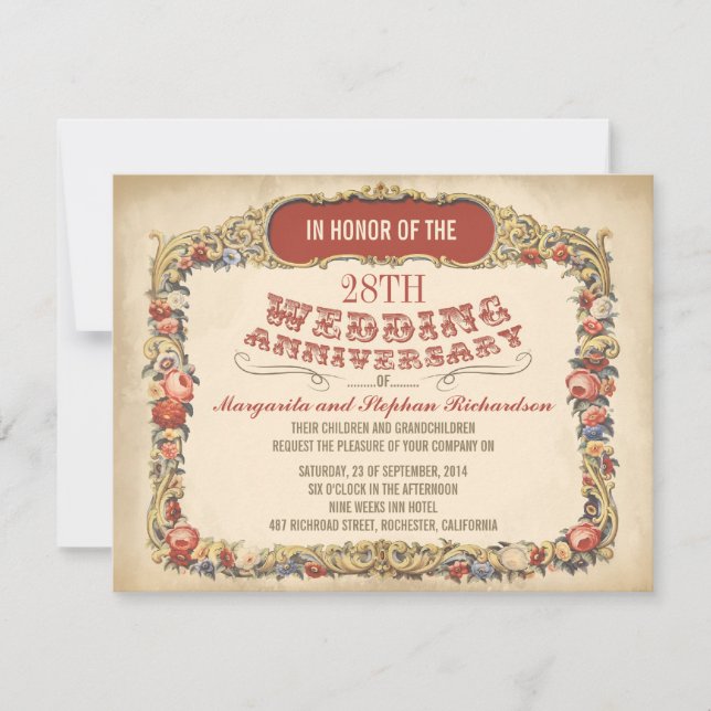 convites de aniversário floral vintage vitoriano (Frente)