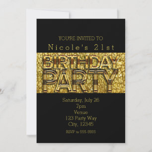 Convites de Aniversário Glam Gold Leopard Chic