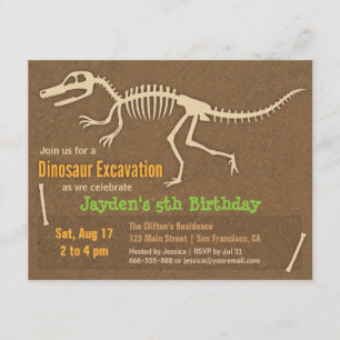 Convites de Aniversário Infantil Ossos de Dinossau