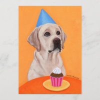 Convites de aniversário Labrador Amarelos