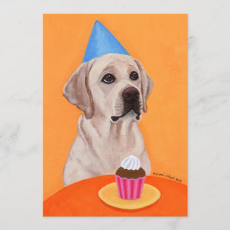 Convites de aniversário Labrador Amarelos