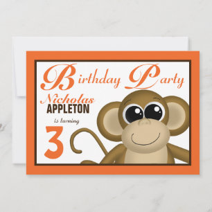Convites de aniversário Laranja De Macaco