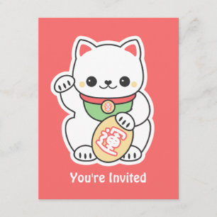 Convites de aniversário lindos de Maneki Neko