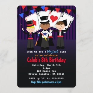 Convites de Aniversário Mágico para Meninos Show d