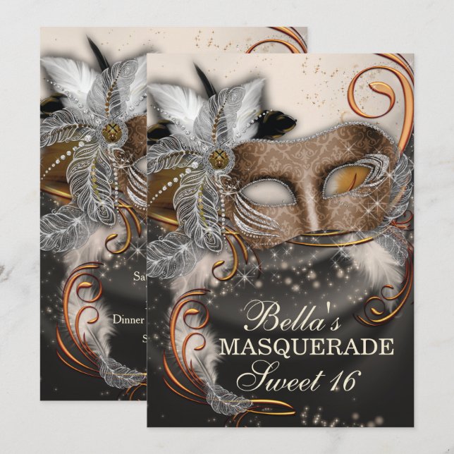 Convites de aniversário mascarada (Frente/Verso)