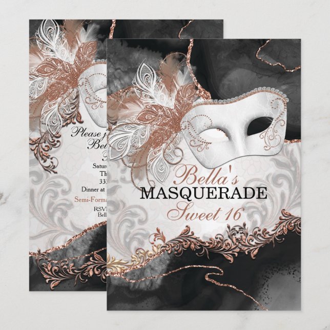 Convites de aniversário mascarada (Frente/Verso)