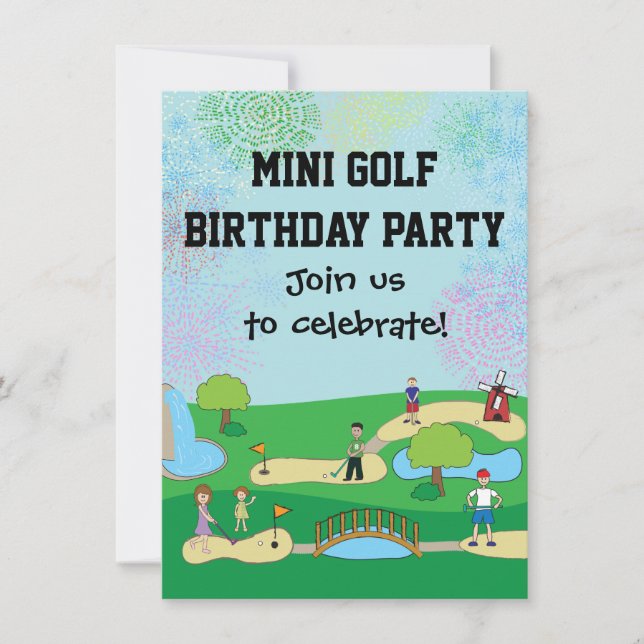 Convites de aniversário Mini Miniatura Golf (Frente)