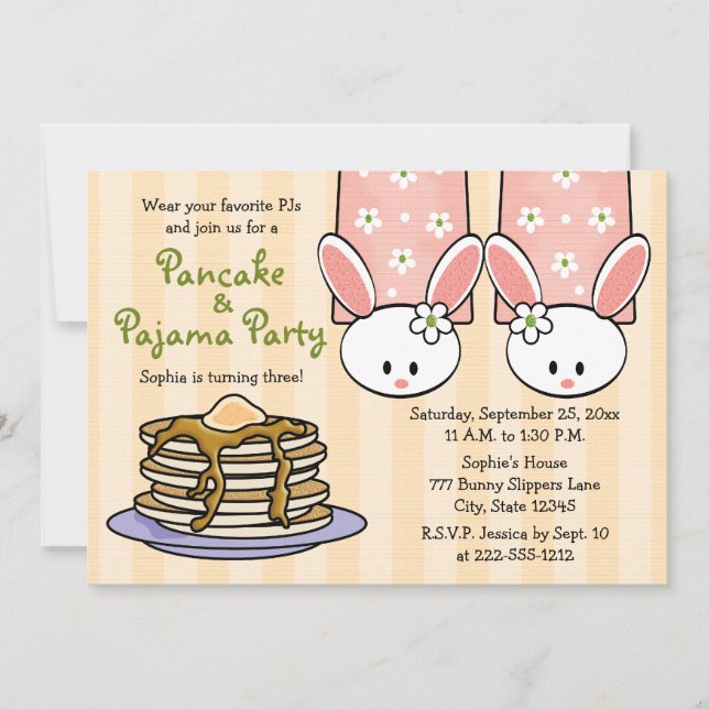 Convites de aniversário Pancake e Pajama (Frente)