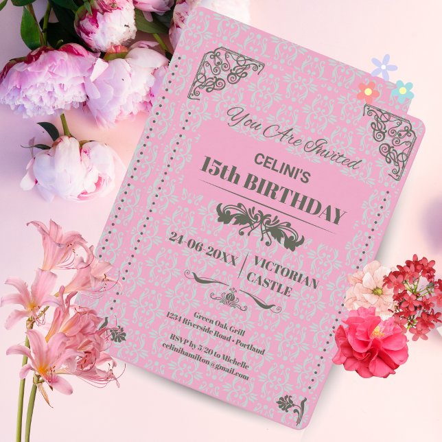 Convites de Aniversário para 15 de Lace Elegante - (Elegant Lace 15th Birthday Invitations – Custom & Stylish)