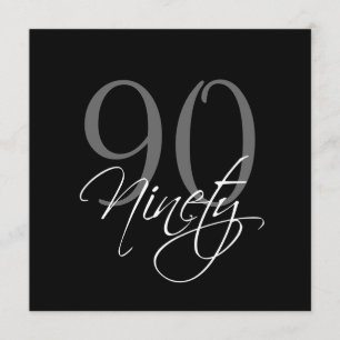 Convites de Aniversário para 90 de Cinza Preta Fo