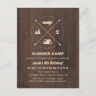 Convites de Aniversário para Acampamento de Verão 