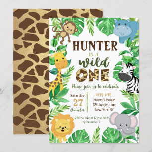 Convites de Aniversário para Animais da Selva Saf