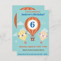 Convites de Aniversário para Balões de Ar Quente