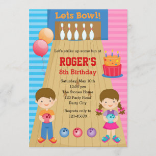 Convites de Aniversário para Boliches (Garotas Gêm