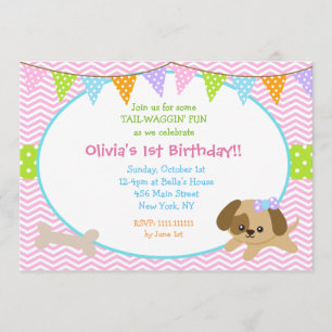 Convites de Aniversário para Cachorros para Menina