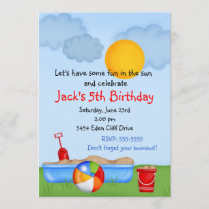 Convites de Aniversário para Caixa de Areia de Ve