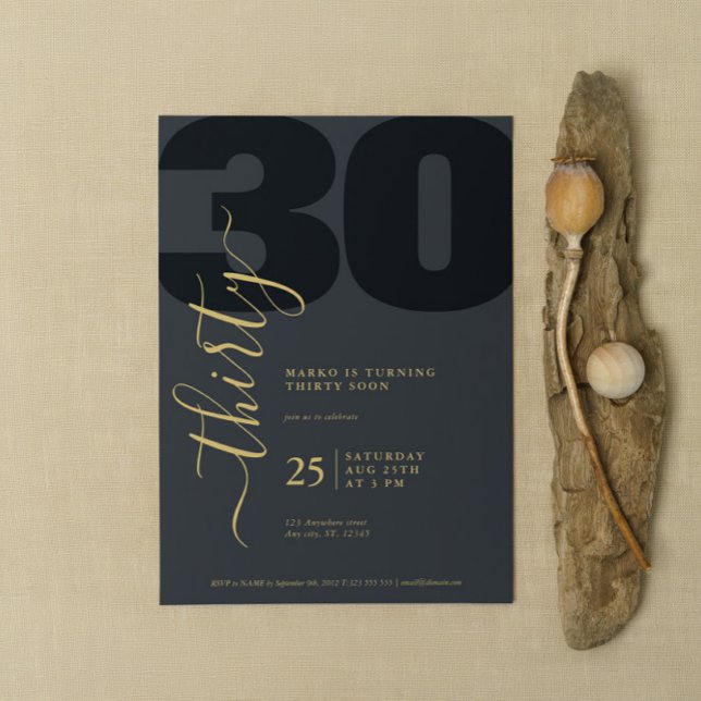 Convites de aniversário para caligrafia Dourada mi (Criador carregado)