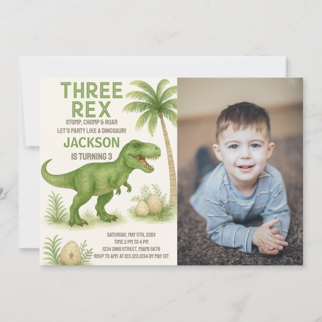 Convites de aniversário para dinossauros itinerant (Frente)