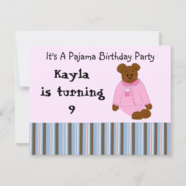 Convites de Aniversário para Festa de Pijamas (Frente)