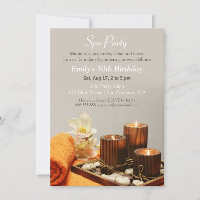 Convites de Aniversário para Festa de Spa Relaxant (Frente)