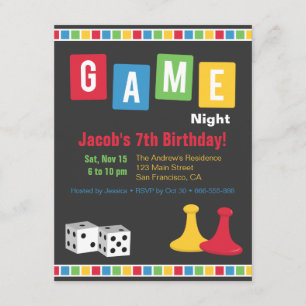 Convites de Aniversário para Festa Noturna de Jogo