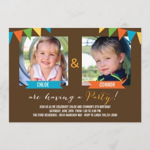 Convites de Aniversário para Festas Juntas - Marro