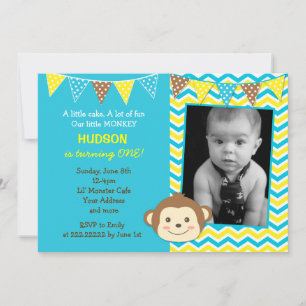 Convites de Aniversário para Foto do Mod Monkey B
