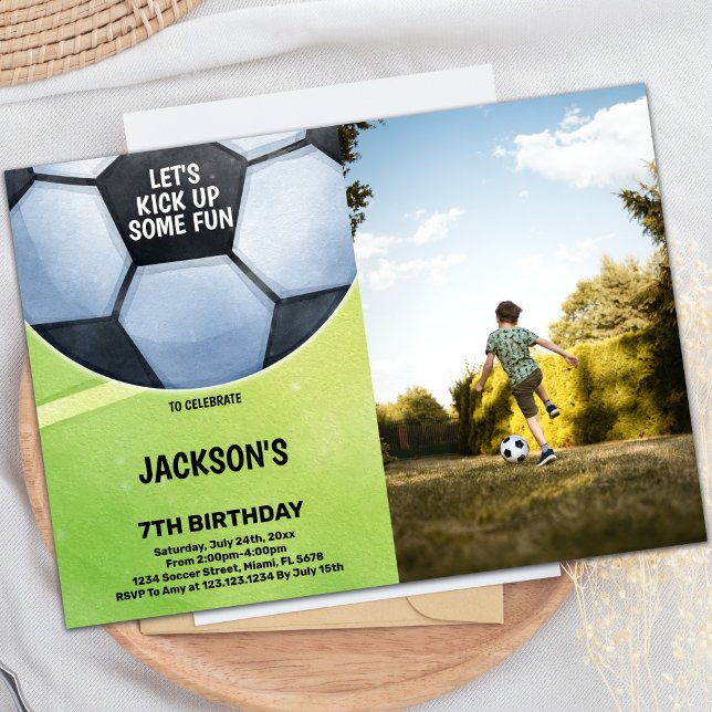 Convites de aniversário para futebol com fotos (Soccer Birthday Invitations with photo)
