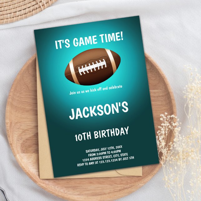 Convites de aniversário para futebol verde-claro (Green Light Football Birthday Invitations)