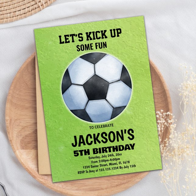 Convites de Aniversário para Futebol Verde no Chão (Green Soccer Floor Soccer Birthday Invitations)