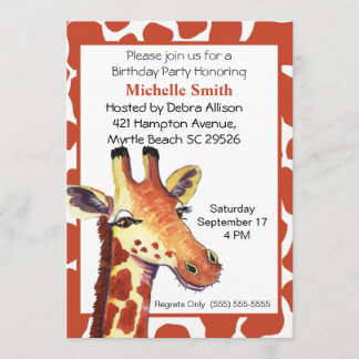 Convites de aniversário para Giraffe