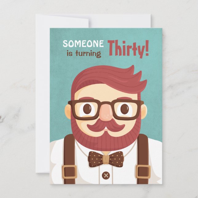 Convites de Aniversário para Homens com Bigode (Frente)