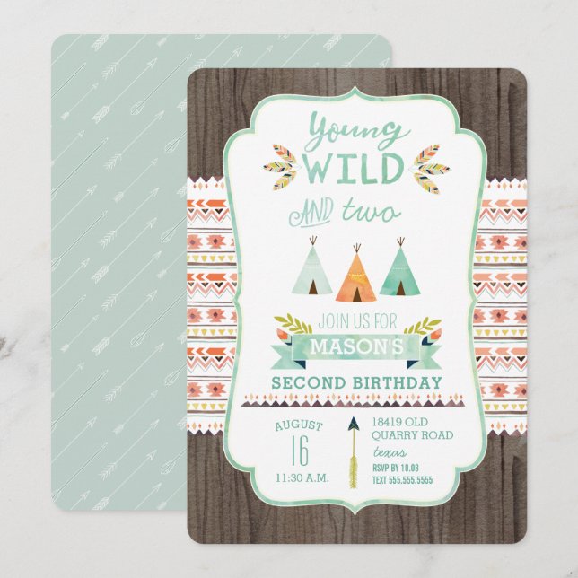 Convites de Aniversário para Jovens, Selvagens e T (Frente/Verso)