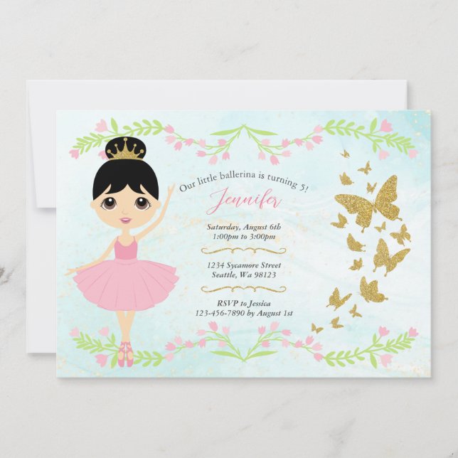 Convites de aniversário para meninas (Frente)