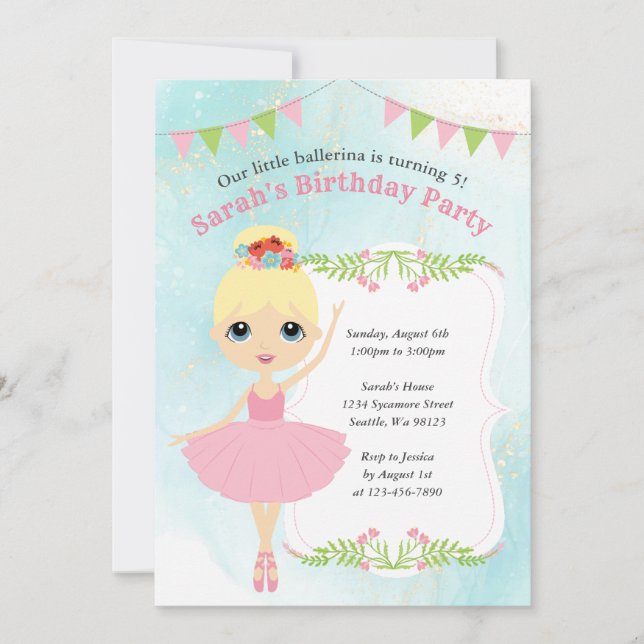 Convites de aniversário para meninas (Frente)