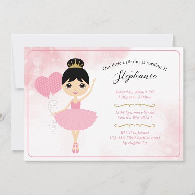 Convites de aniversário para meninas (Frente)
