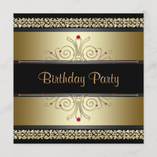Convites de Aniversário para Mulheres Black Gold
