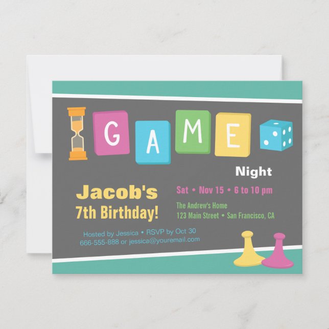 Convites de Aniversário para Noite de Jogo de Tabu (Frente)