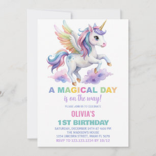 Convites de Aniversário para Nuvem Roxa Unicorn