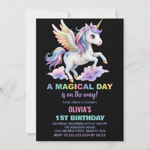 Convites de Aniversário para Nuvem Roxa Unicorn