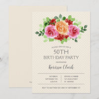 Convites de Aniversário para Pontos de Aquarela Fl