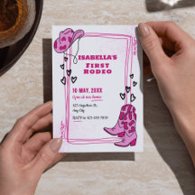 Convites de Aniversário para Rapariga Rosa e Branc