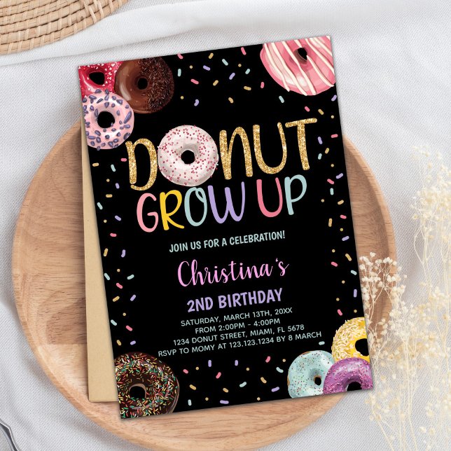 Convites de Aniversário para Rosquinhas Pretas seg (2nd Black Donuts Birthday Invitations)